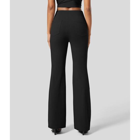 Halara Flex SculptKnit High Waisted Pocket Work Pants Black Flared Medium - Picture 4 of 8